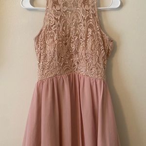 Rose gold mini dress